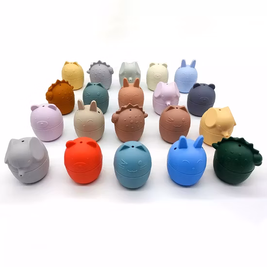 5PCS 2023 New Patent Silicone Baby Bath Toy Colorful Float Bathing Toys Squeezing and Switching for Shower Water Playing